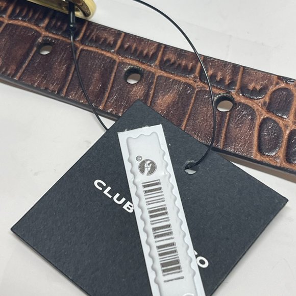 CLUB MONACO Belt! Skinny, Brown, Faux Snakeskin, with Gold Hardware Size Medium